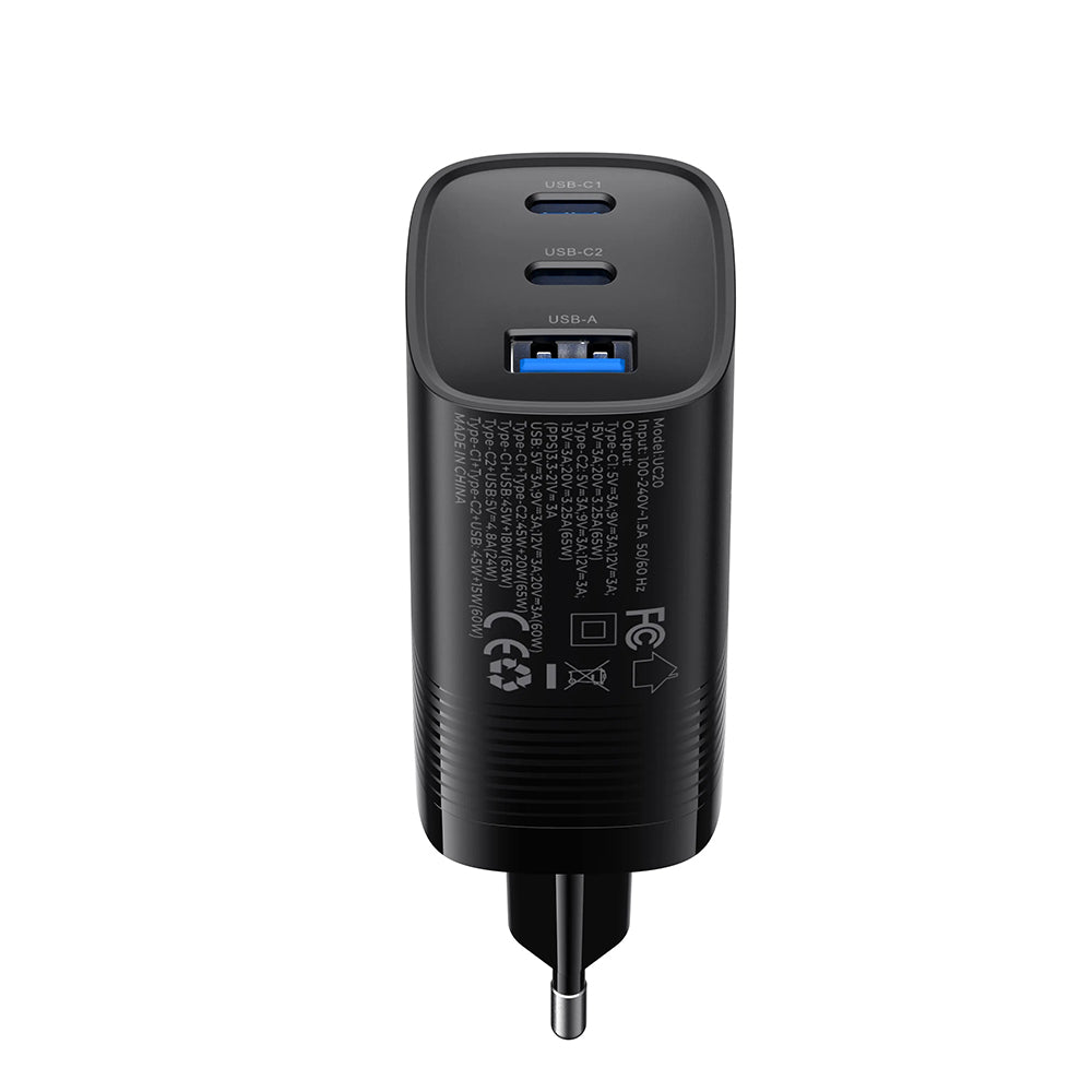 Mrežni punjač HAVIT UC20, 65W, 3A, 1 x USB-A - 2 x USB-C, Crni