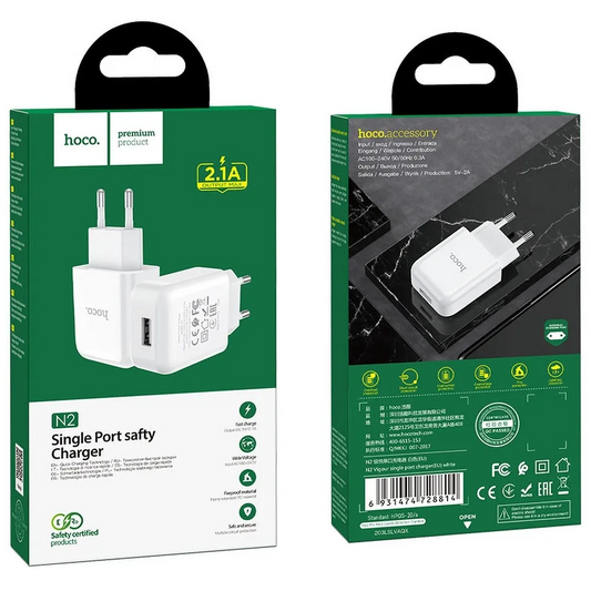 Punjač za mrežu HOCO N2, 10W, 2A, 1 x USB-A, Bijela