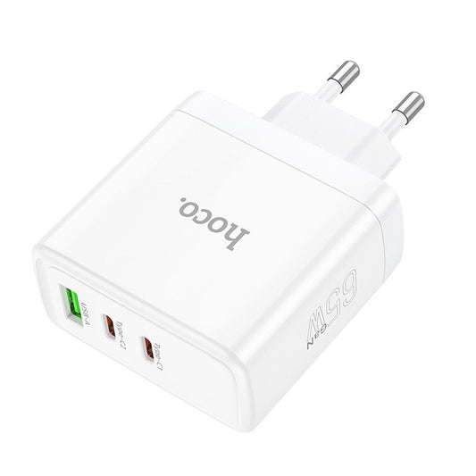 Mrežni punjač HOCO N30, 65W, 3.25A, 1 x USB-A - 2 x USB-C, Bijeli