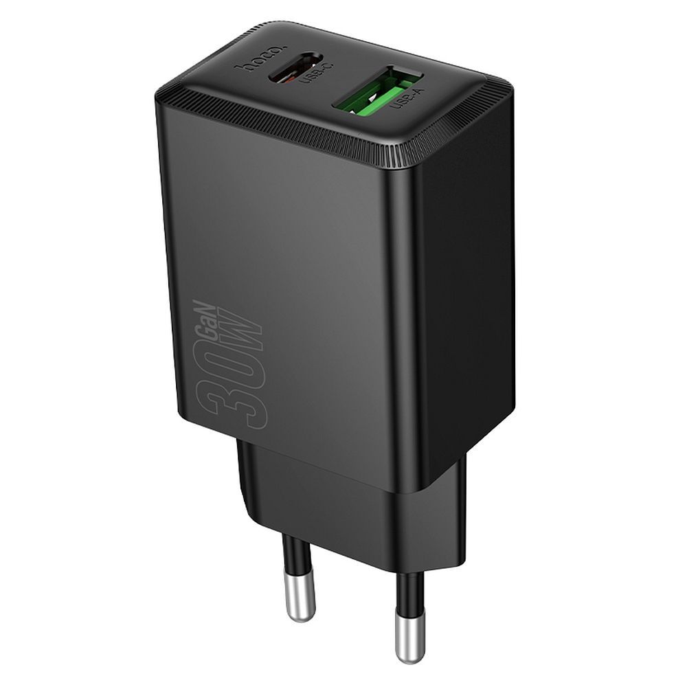 Punjač za mrežu HOCO N71, 30W, 3A, 1 x USB-A - 1 x USB-C, Crni