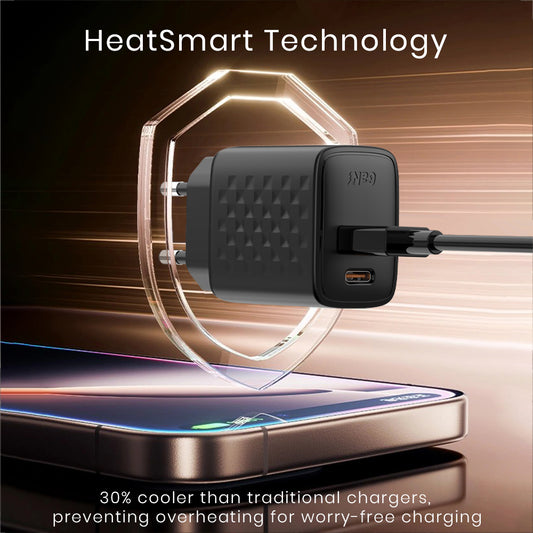 Punjač mreže Lito LC15, 20W, 3A, 1 x USB-A - 1 x USB-C, Crni