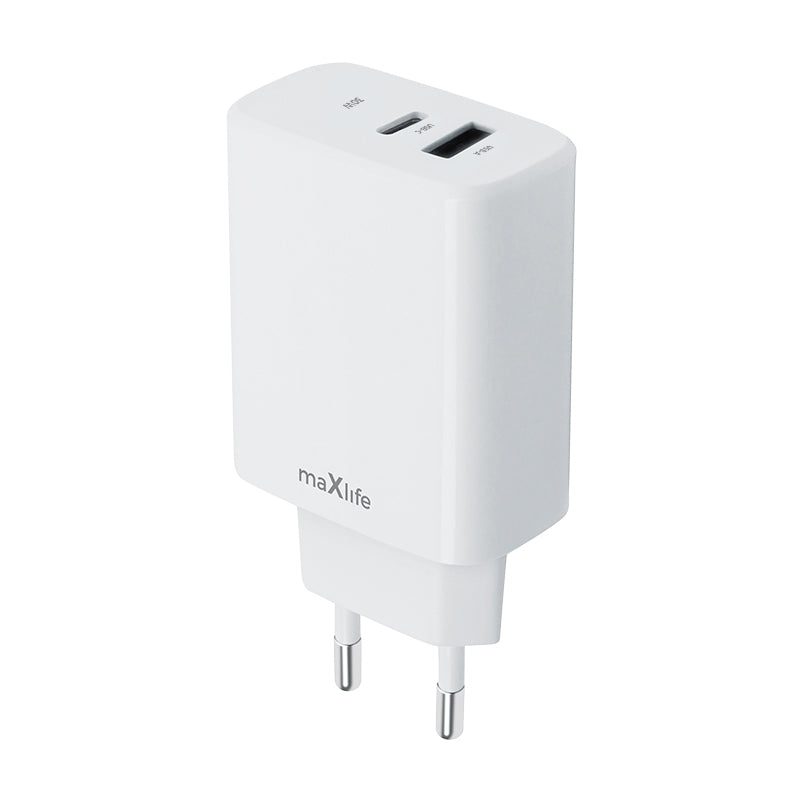 Punjač za mrežu MaXlife MXTC-10-30AC, 30W, 3A, 1 x USB-A - 1 x USB-C, Bijeli