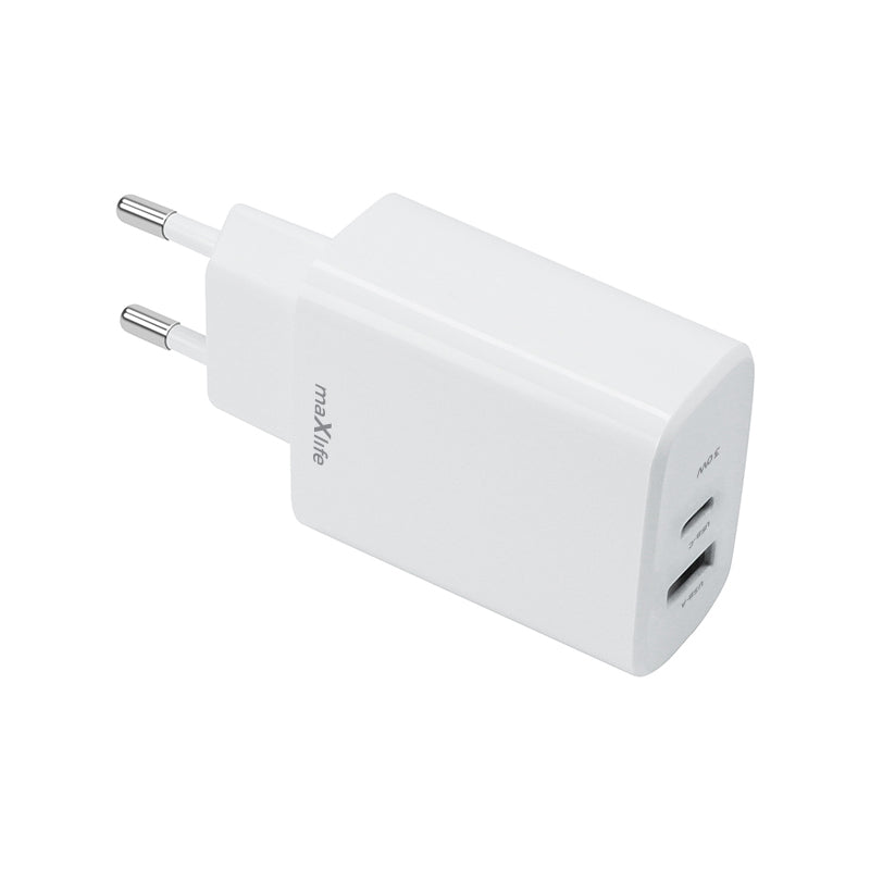 Punjač za mrežu MaXlife MXTC-10-30AC, 30W, 3A, 1 x USB-A - 1 x USB-C, Bijeli