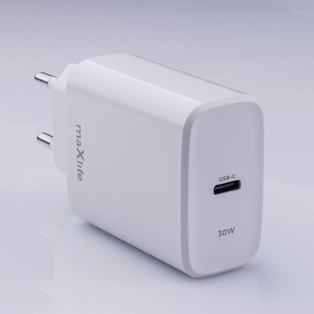 Punjač za mrežu MaXlife MXTC-10-30C, 30W, 3A, 1 x USB-C, Bijeli