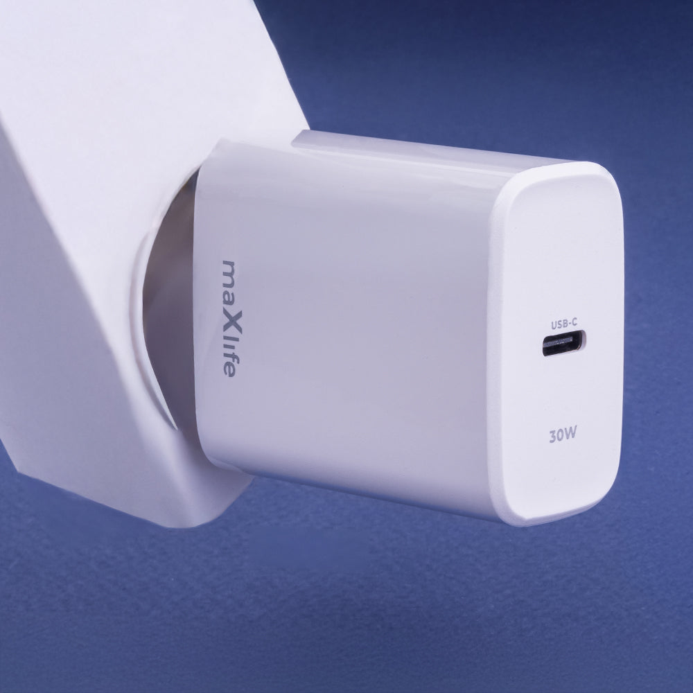 Punjač za mrežu MaXlife MXTC-10-30C, 30W, 3A, 1 x USB-C, Bijeli