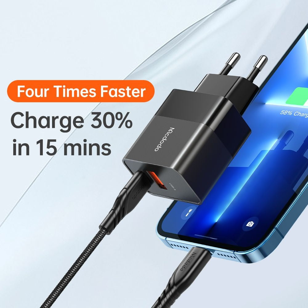 Mrežni punjač McDodo CH-1951 Hydrogen, 20W, 3A, 1 x USB-A - 1 x USB-C, Crni