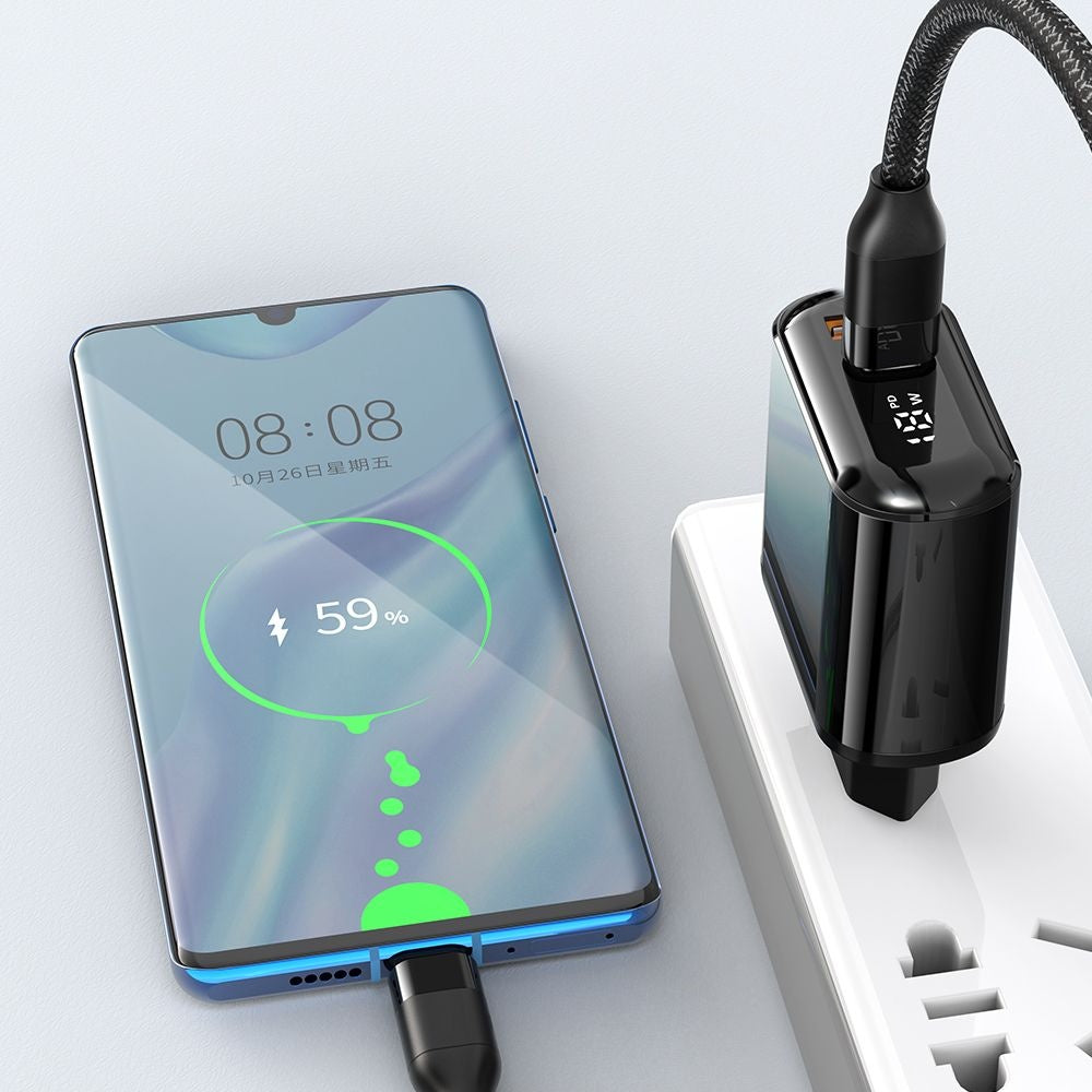 Mrežni punjač McDodo CH-7170 Chocolate Display, 20W, 3A, 1 x USB-A - 1 x USB-C, Crni
