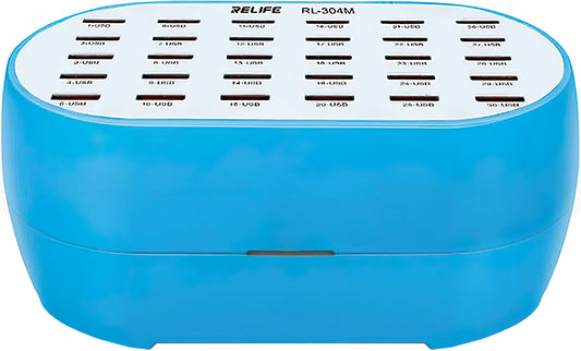 Punjač Stanica Relife RL-304M, 160W, 2.4A, 30 x USB-A, Plava