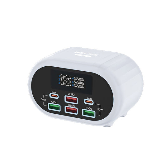 Punjač Stanica Relife RL-309U, 72W, 5A, 2 x USB-C - 4 x USB-A, Srebrni