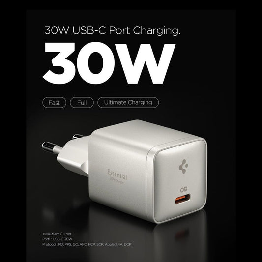 Mrežni punjač Spigen EE301EU Essential, 30W, 3A, 1 x USB-C, Titan Siva ACH10448