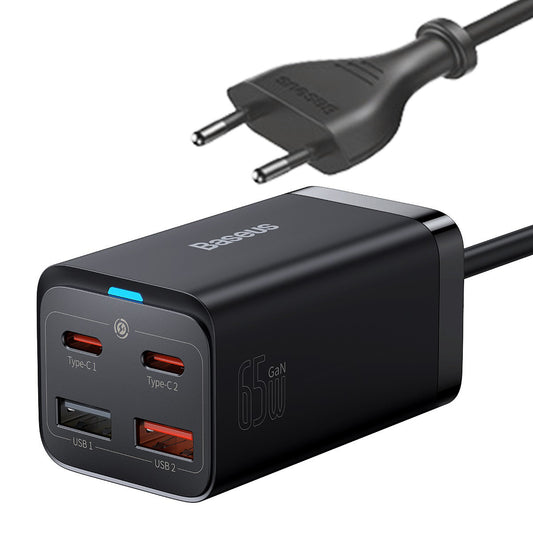 Punjač Baseus GaN3 Pro stacionarna stanica, 65W, 3A, 2 x USB-A - 2 x USB-C, Crni CCGP040101