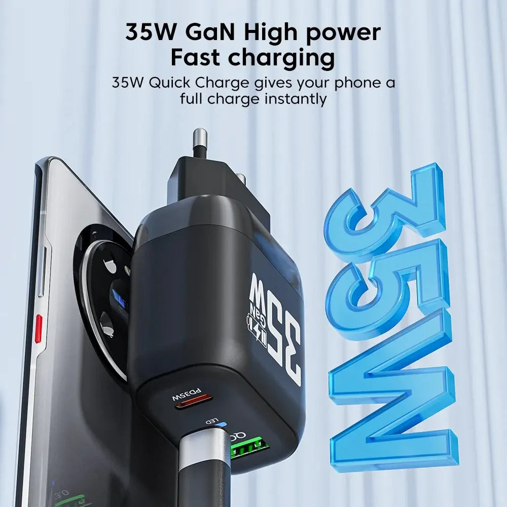 Punjač mreže Techsuit CHPD174, 35W, 3A, 1 x USB-A - 1 x USB-C, Bijeli