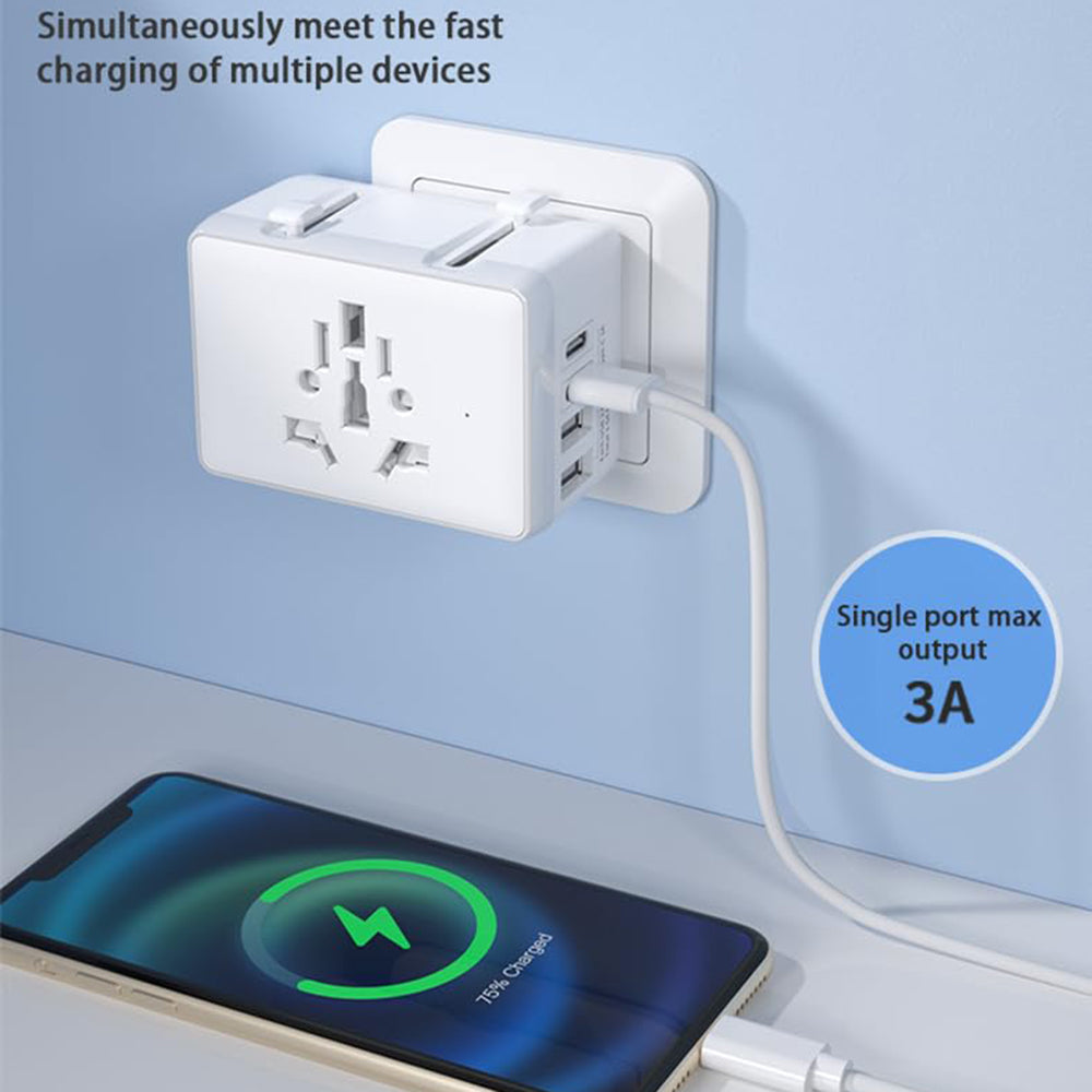 Punjač mreže Techsuit HHt204A Travel, 15W, 3A, 2 x USB-A - 2 x USB-C, Crni