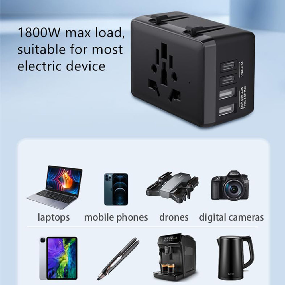 Punjač mreže Techsuit HHt204A Travel, 15W, 3A, 2 x USB-A - 2 x USB-C, Crni