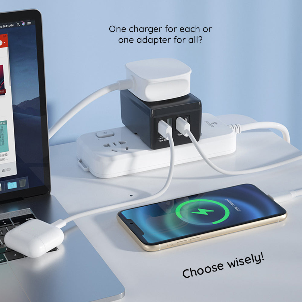 Punjač mreže Techsuit HHt204A Travel, 15W, 3A, 2 x USB-A - 2 x USB-C, Crni