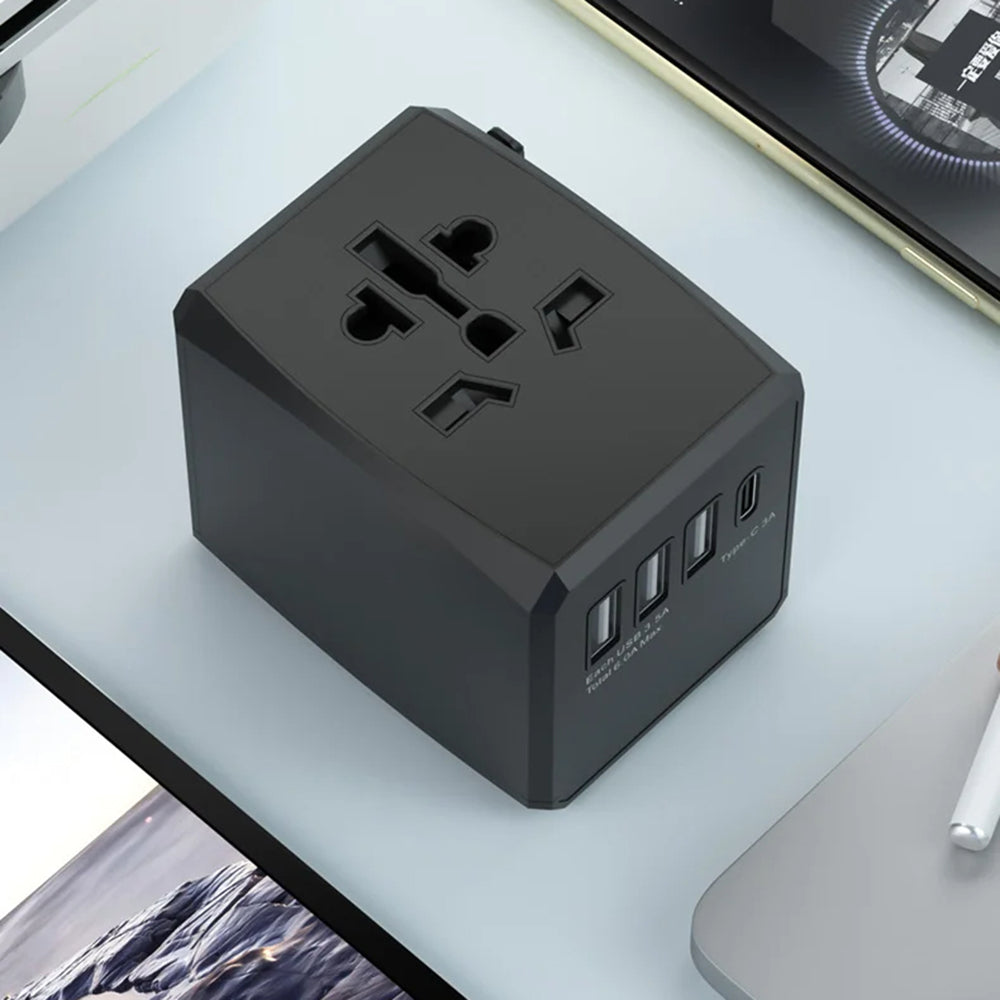Punjač mreže Techsuit HHT904-B1 Travel, 15W, 3A, 3 x USB-A - 1 x USB-C, Crni