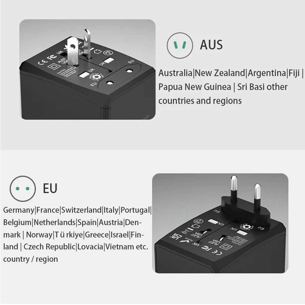 Punjač mreže Techsuit HHT904-B1 Travel, 15W, 3A, 3 x USB-A - 1 x USB-C, Crni