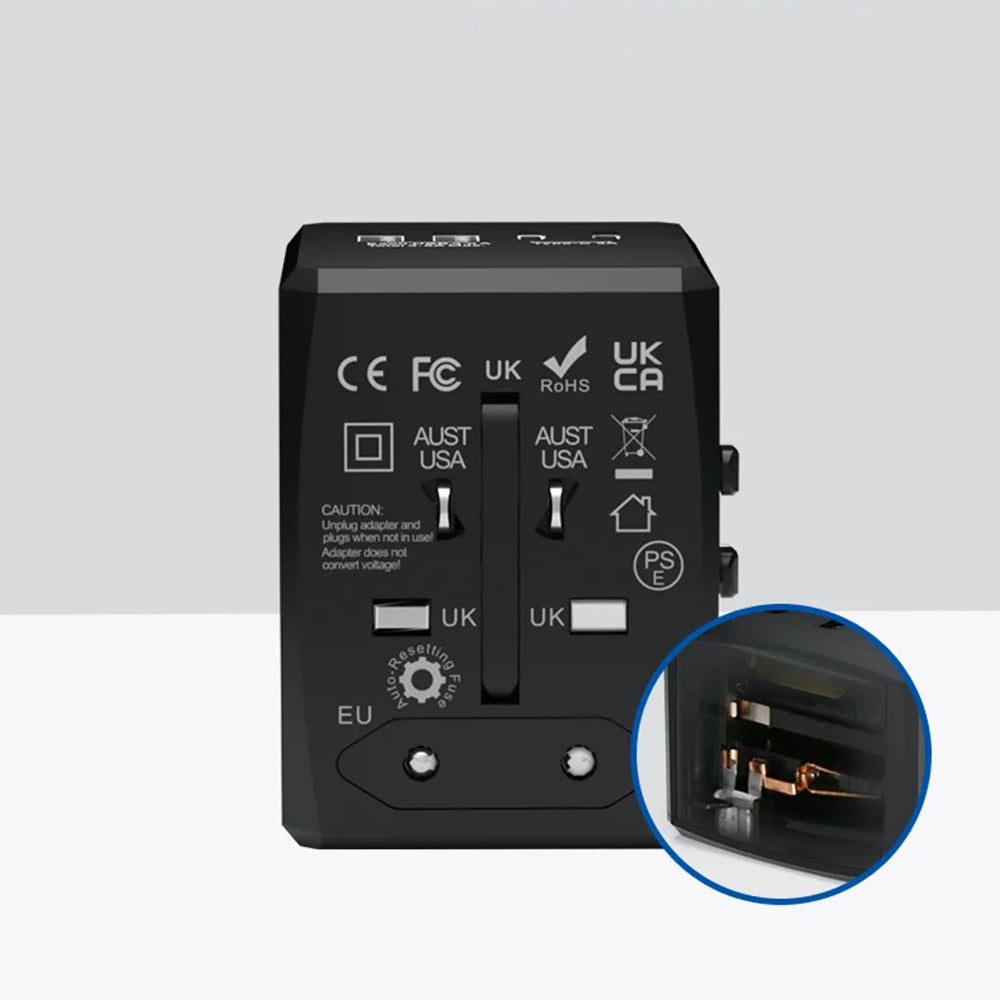 Punjač mreže Techsuit HHT904-B2 Travel, 20W, 3A, 2 x USB-A - 2 x USB-C, Crni