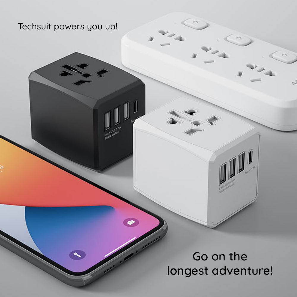 Punjač mreže Techsuit HHT904-B3 Travel, 30W, 3A, 3 x USB-A - 1 x USB-C, Bijeli