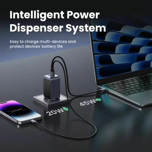 Mrežni punjač UGREEN X553 Nexode Pro, 65W, 3A, 1 x USB-A - 2 x USB-C, Sivi