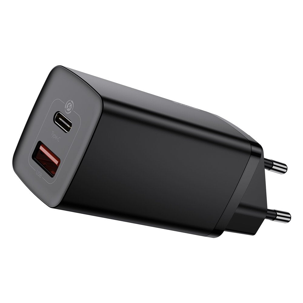 Punjač Baseus GaN2 Lite, 65W, 3A, 1 x USB-A - 1 x USB-C, Crni CCGAN2L-B01
