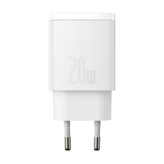 Punjač Baseus Compact, 20W, 3A, 1 x USB-A - 1 x USB-C, Bijeli CCXJ-B02