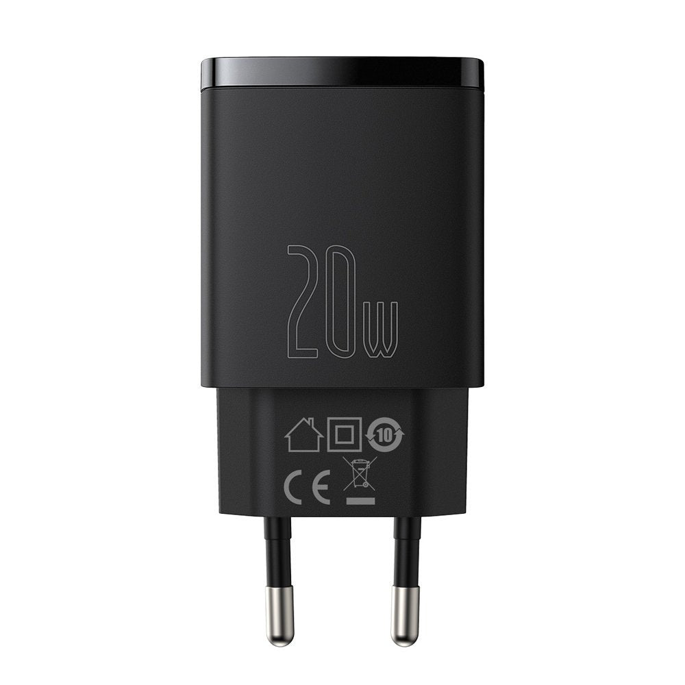 Mrežni punjač Baseus Compact, 20W, 3A, 1 x USB-A - 1 x USB-C, Crni CCXJ-B01