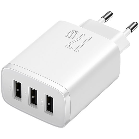 Punjač za mrežu Baseus Compact 3U, 17W, 2.1A, 3 x USB-A, Bijeli CCXJ020102