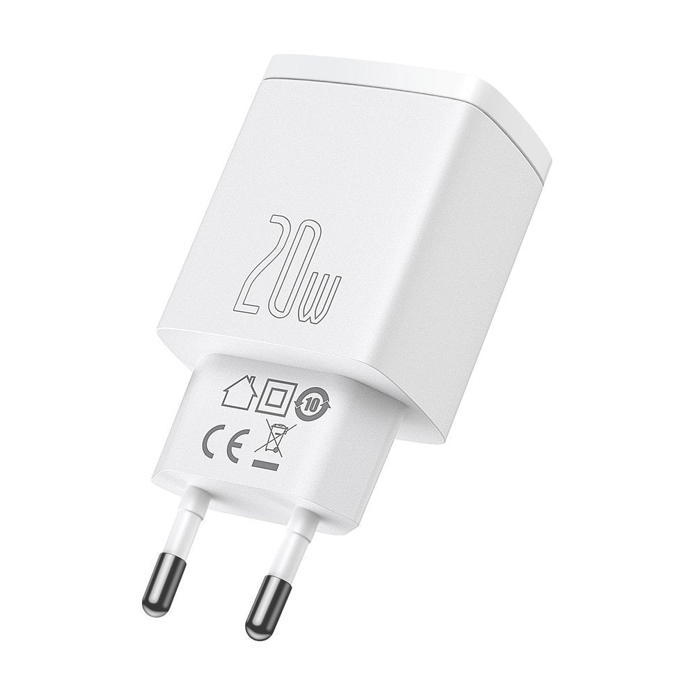 Punjač Baseus Compact, 20W, 3A, 1 x USB-A - 1 x USB-C, Bijeli CCXJ-B02