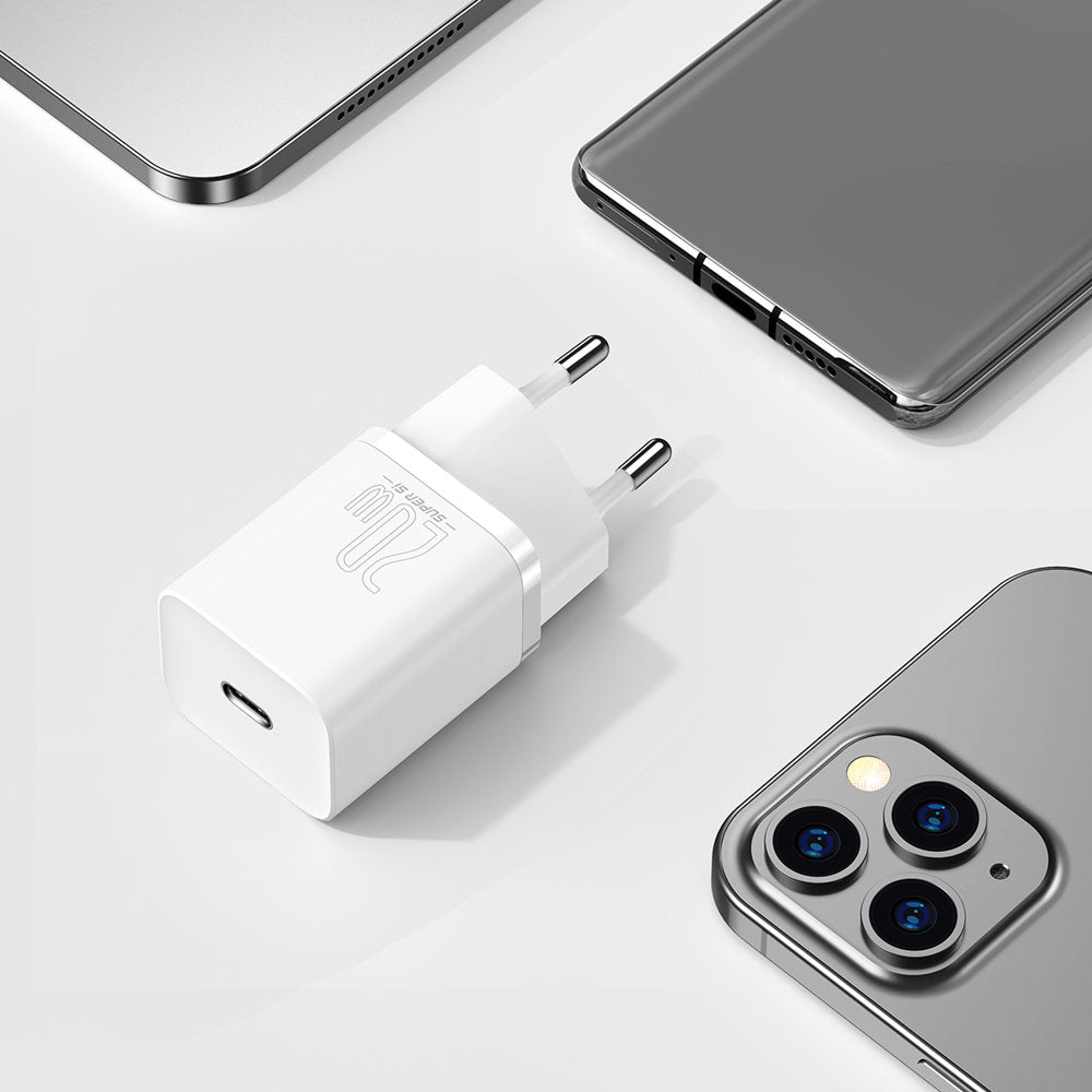 Punjač Baseus Super Si, 20W, 3A, 1 x USB-C, Bijeli CCSUP-B02