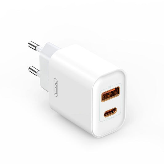 Mrežni punjač s USB-C kabelom XO Design CE12, 20W, 3A, 1 x USB-A - 1 x USB-C, Bijeli