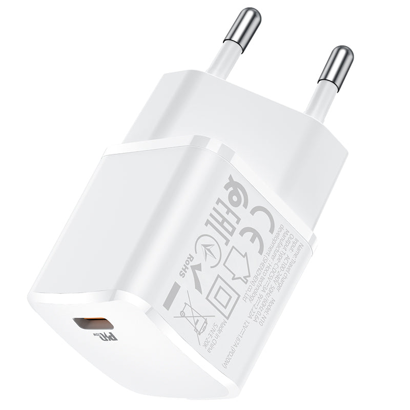 Punjač za mrežu HOCO N10, 20W, 3A, 1 x USB-C, Bijeli