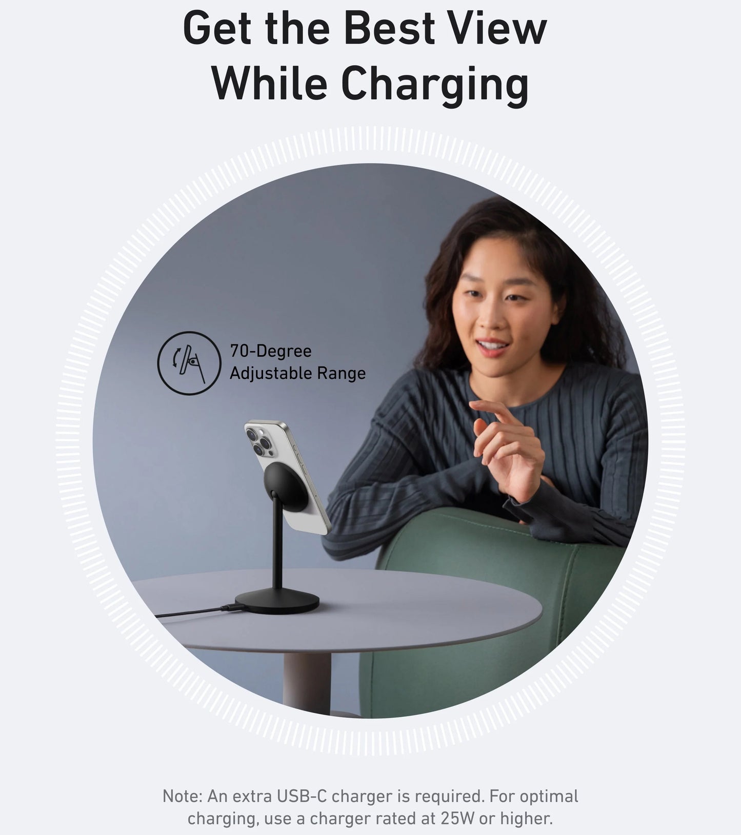 Bežični punjač Anker MagGo Stand, 15W, 1.67A, Crni A25X1H11