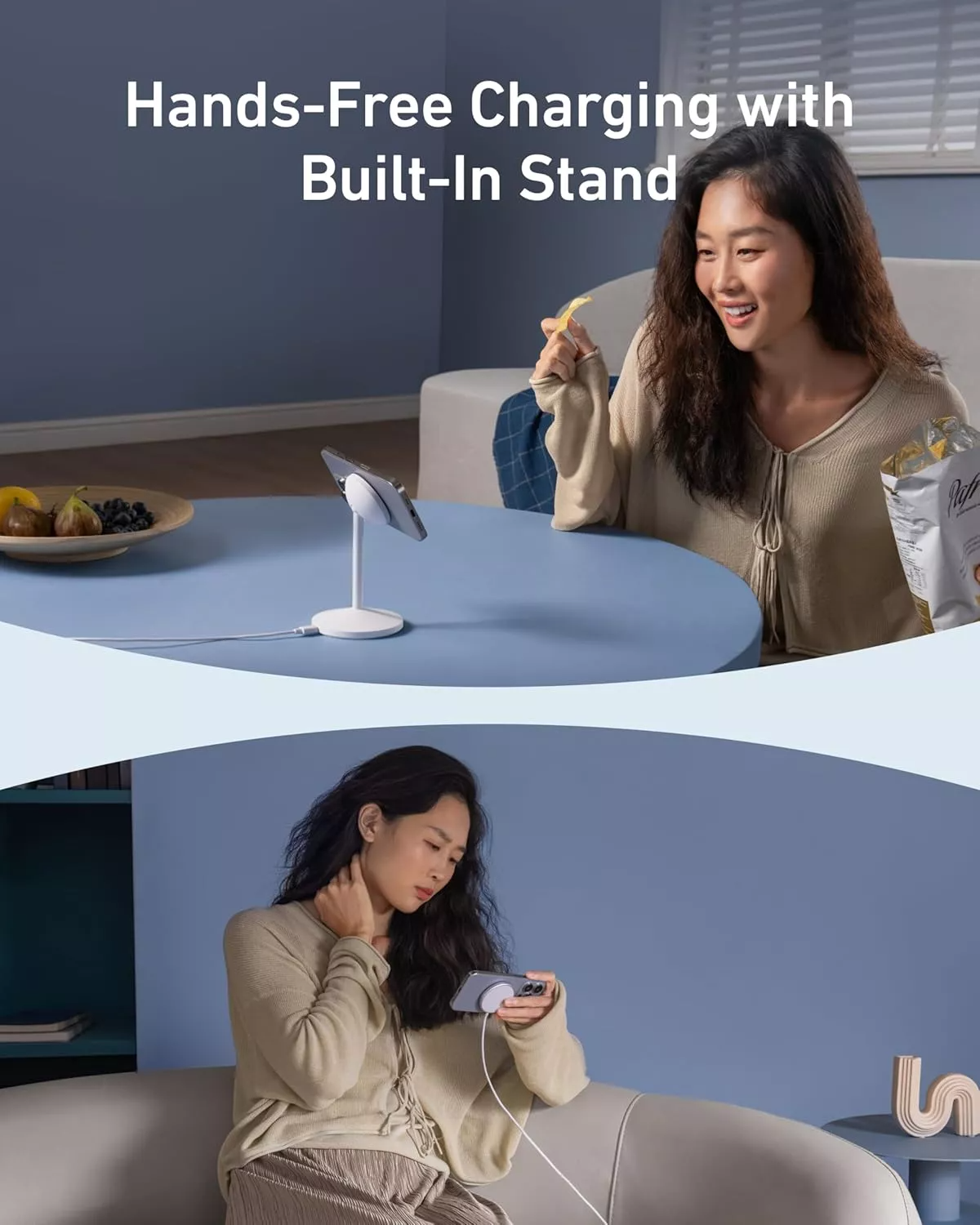 Bežični punjač Anker MagGo Stand, 15W, 1.67A, Bijeli A25X1H21