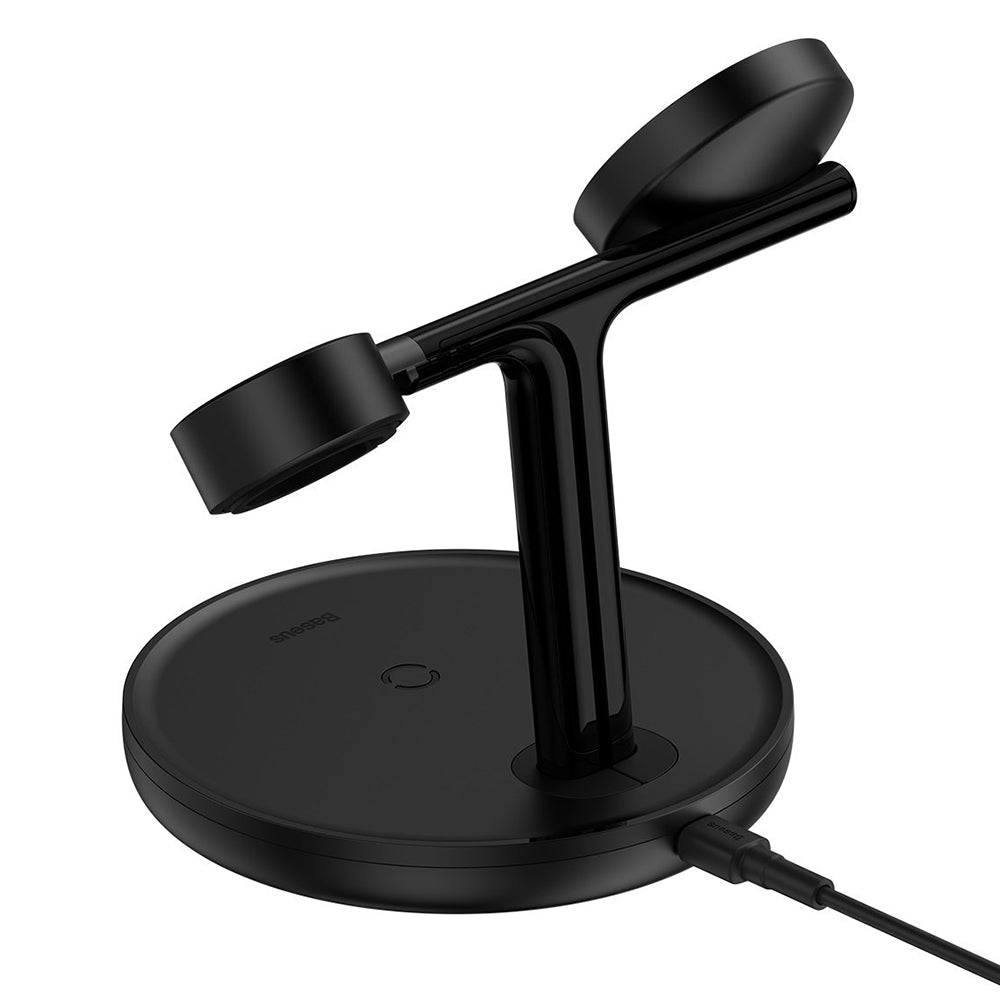 Bežični punjač Baseus Swan 3in1, 15W, 1.67A, Crni WXTE000101