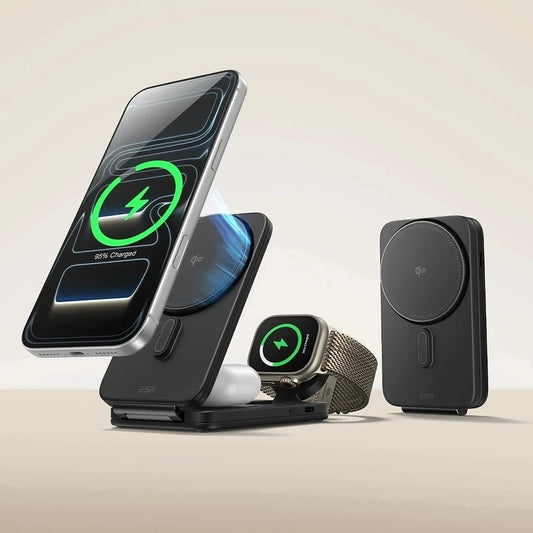 Bežični punjač ESR CryoBoost 3u1, 25W, Crni