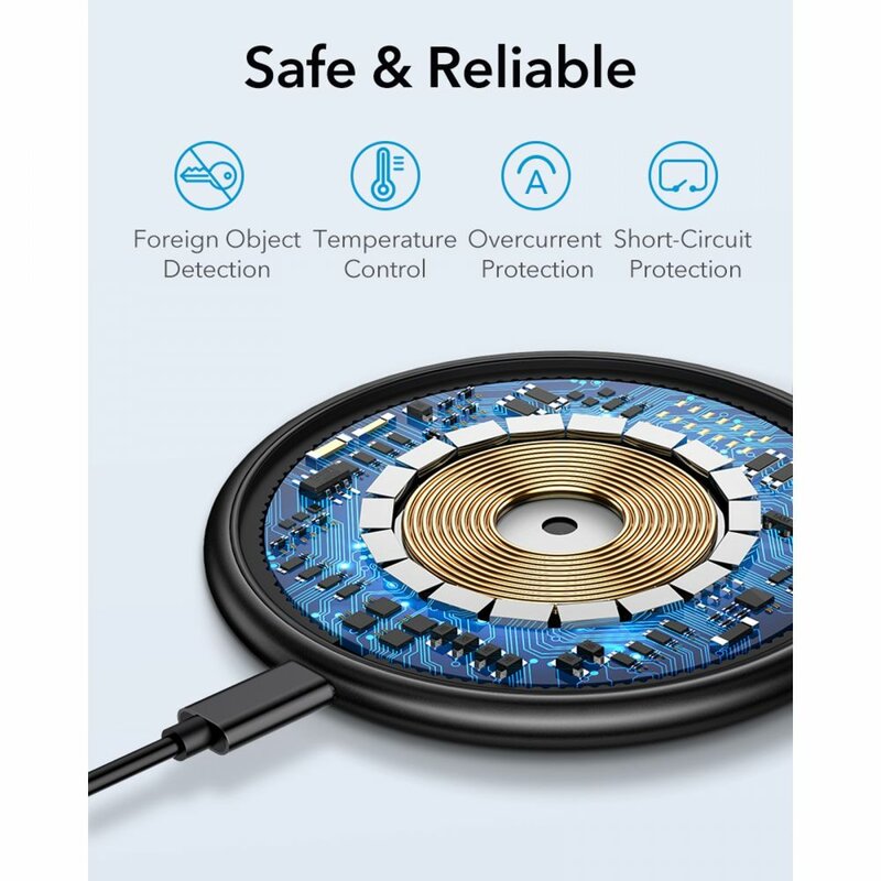 Bežični punjač ESR Halolock, 10W, 1.1A, Plavi