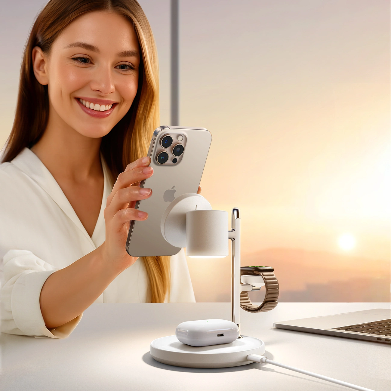 Bežični punjač Joyroom JR-W23 3u1, 15W, 1.67A, Bijeli