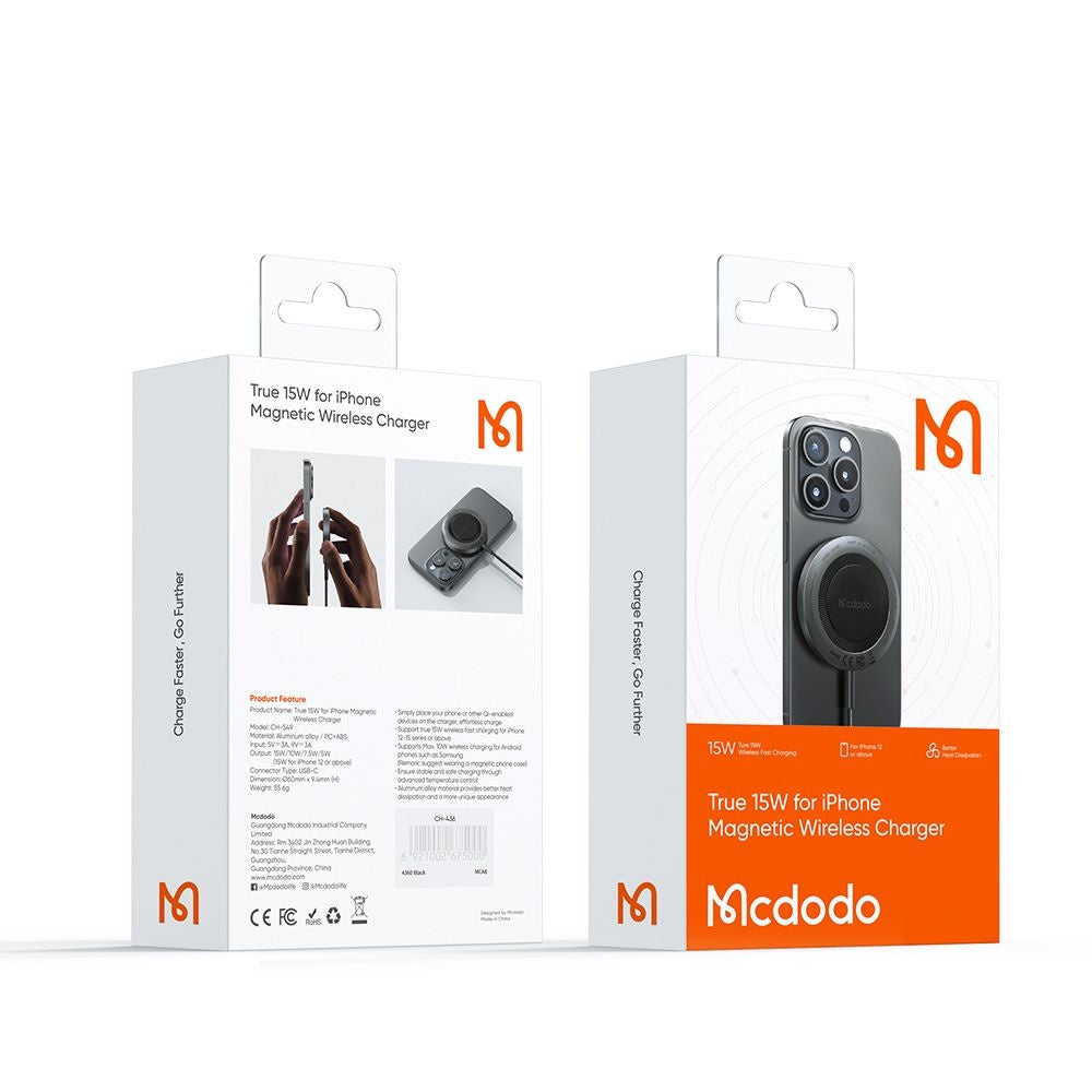 Bežični punjač McDodo CH-5490, 15W, 1.67A, Crni