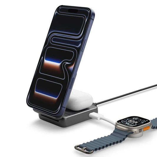 Bežični punjač Spigen EF302MOQ 3u1, 25W, 1 x USB-C, Sivi