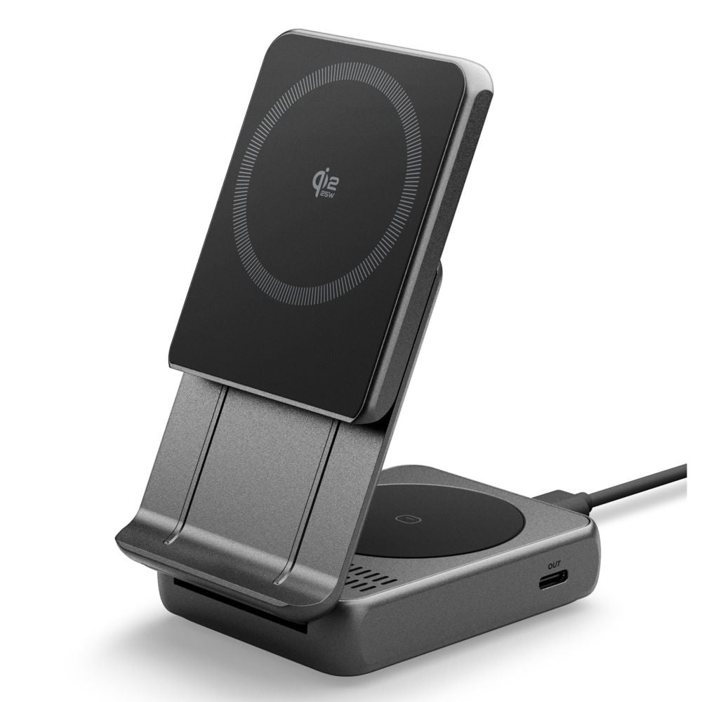 Bežični punjač Spigen EF302MOQ 3u1, 25W, 1 x USB-C, Sivi