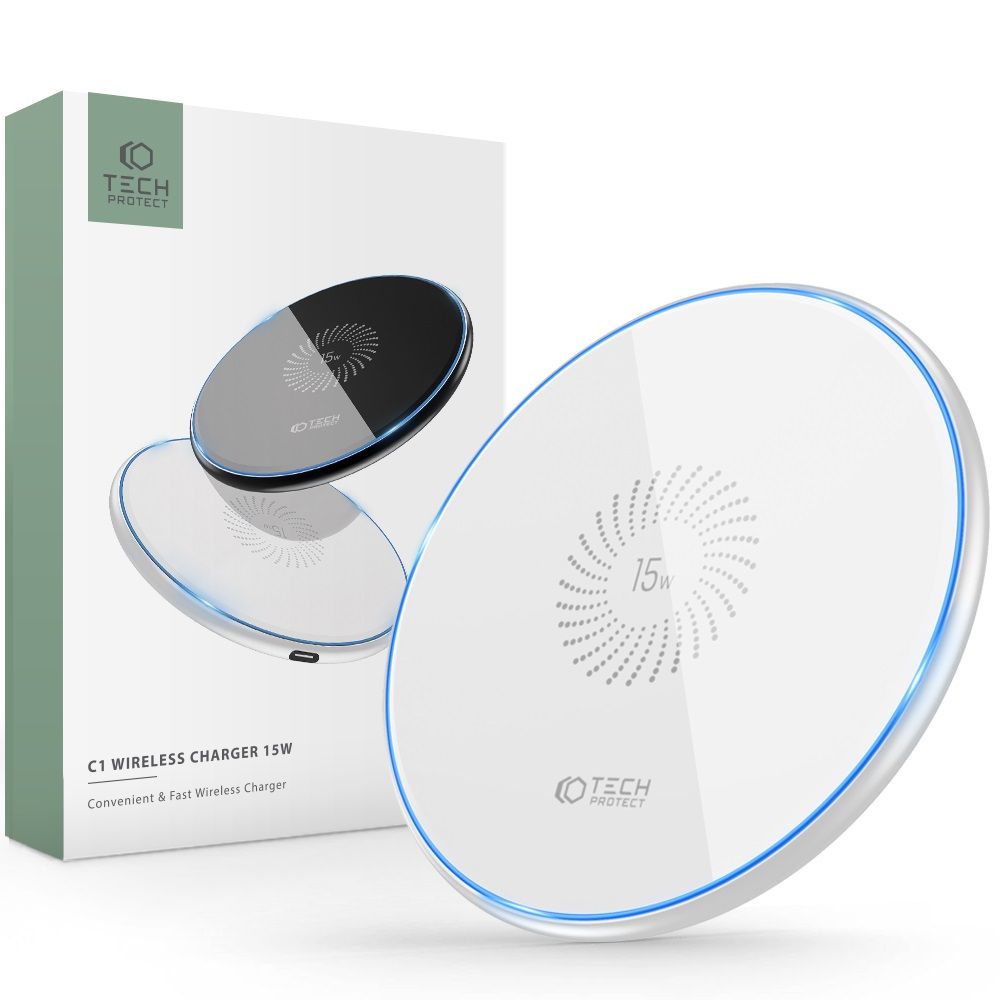 Bežični punjač Tech-Protect QI15W-C1, 15W, 1.67A, bijeli THP1414