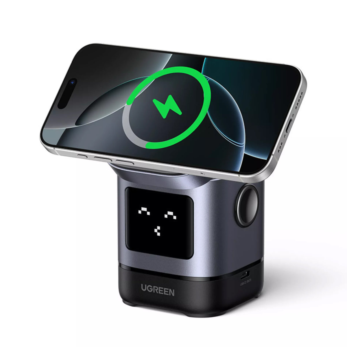 Bežični punjač UGREEN W709 Uno 2in1, 15W, 1.67A, Crni