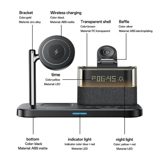 Bežični punjač Yesido DS37 Display 3in1, 25W, 1.67A, Crni