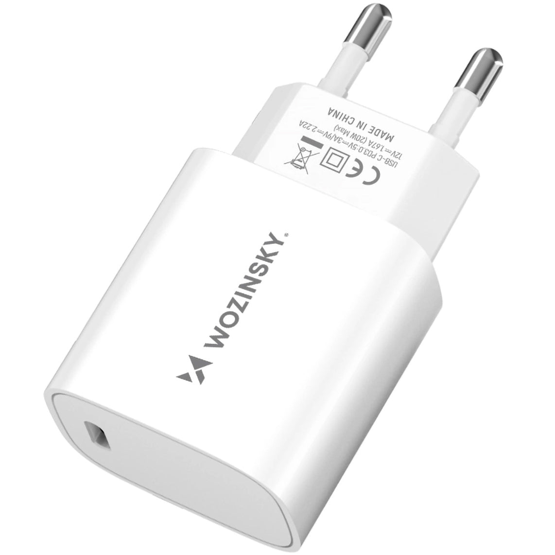 Mrežni punjač WZK WGWCCW, 20W, 3A, 1 x USB-C, Bijela