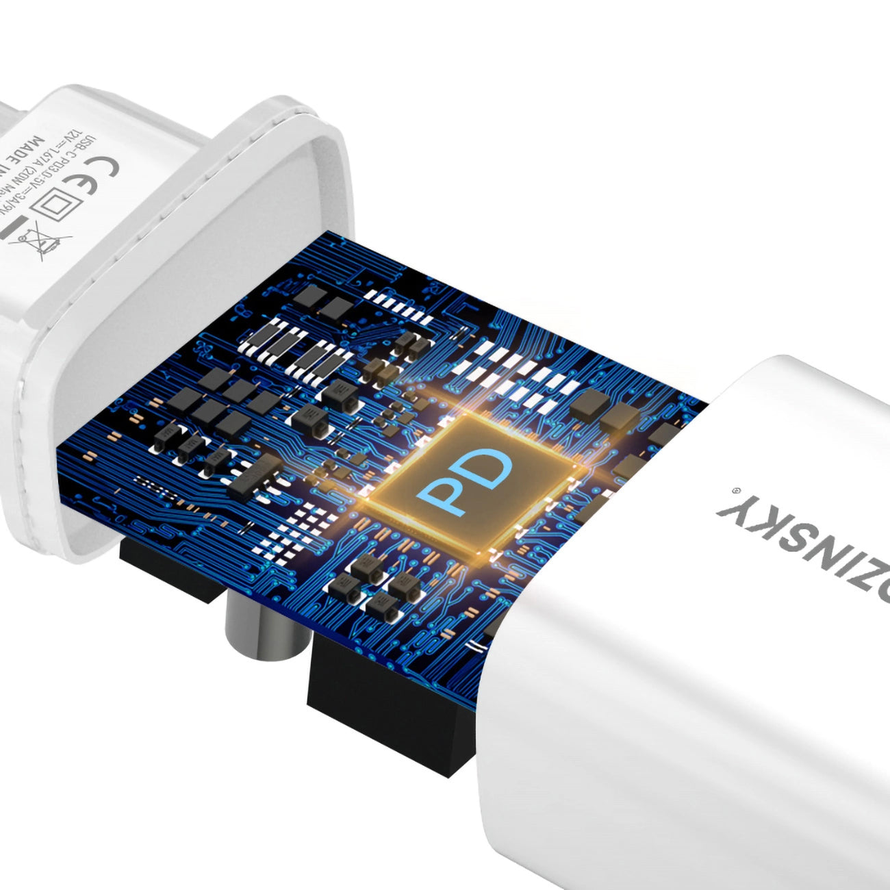 Mrežni punjač WZK WGWCCW, 20W, 3A, 1 x USB-C, Bijela