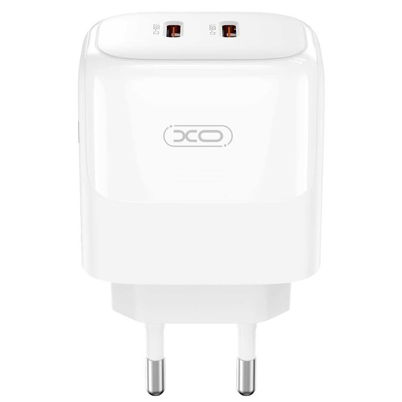 Punjač za mrežu XO Design L140, 35W, 3A, 2 x USB-C, Bijeli