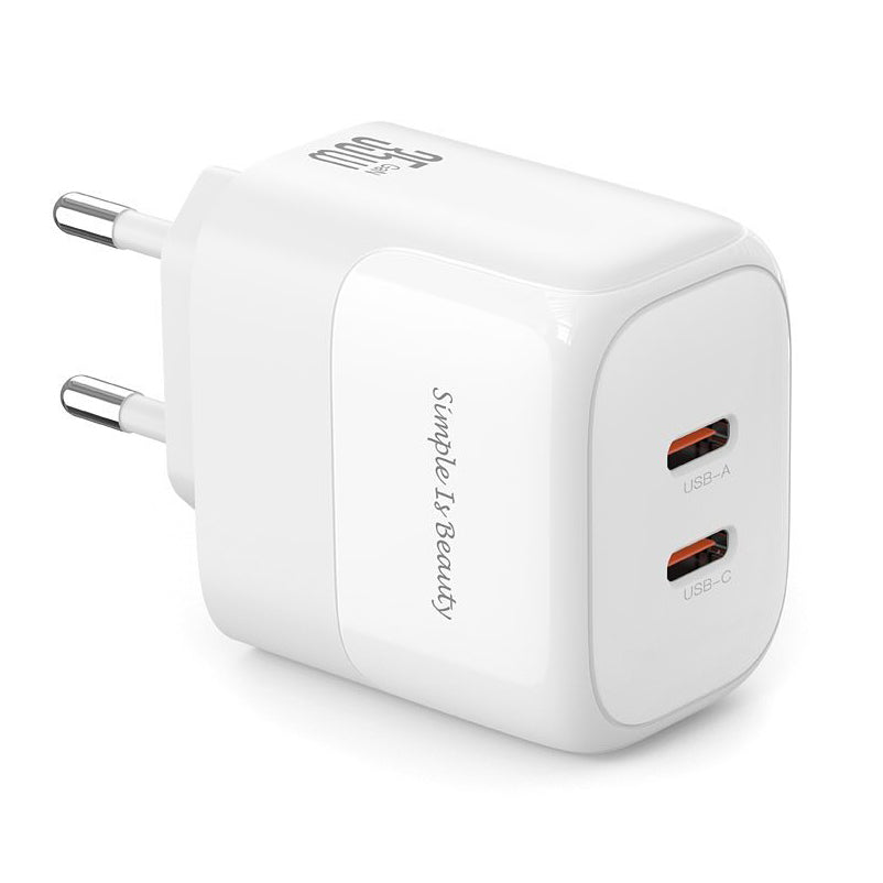 Punjač za mrežu XO Design L140, 35W, 3A, 2 x USB-C, Bijeli