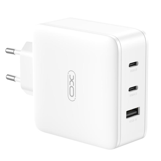 XO Design CE14 mrežni punjač, 100W, 3.25A, 1 x USB-A - 2 x USB-C, Bijela