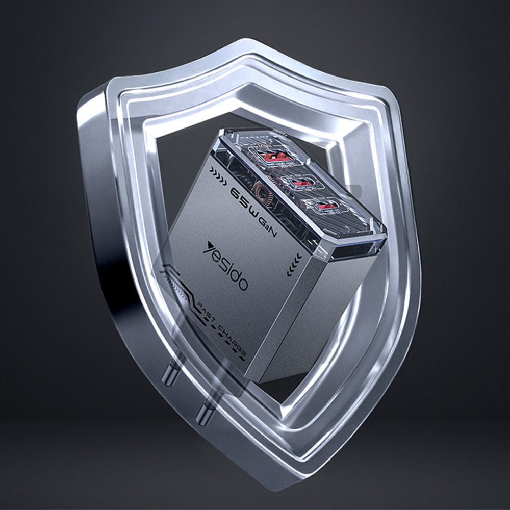 Punjač za mrežu Yesido YC101, 65W, 3.25A, 1 x USB-A - 2 x USB-C, Crni